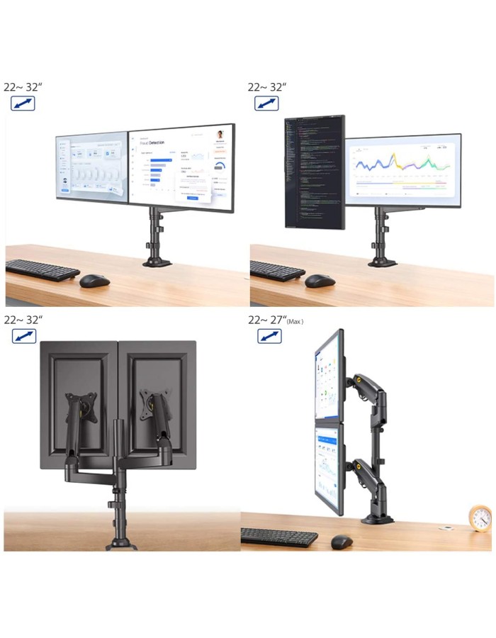 NBMounts H180 Twin Arm Gas Desktop Monitor Mount (upgraded version) NBMounts H180 Twin Arm Gas Desktop Monitor Mount (upgraded version)