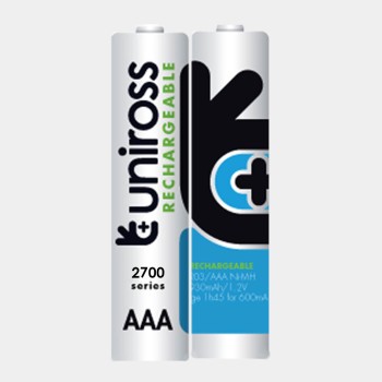 Uniross AA 2700 NiMH Rechargable Batteries 2 Pcs Uniross AA 2700 NiMH Rechargable Batteries 2 Pcs