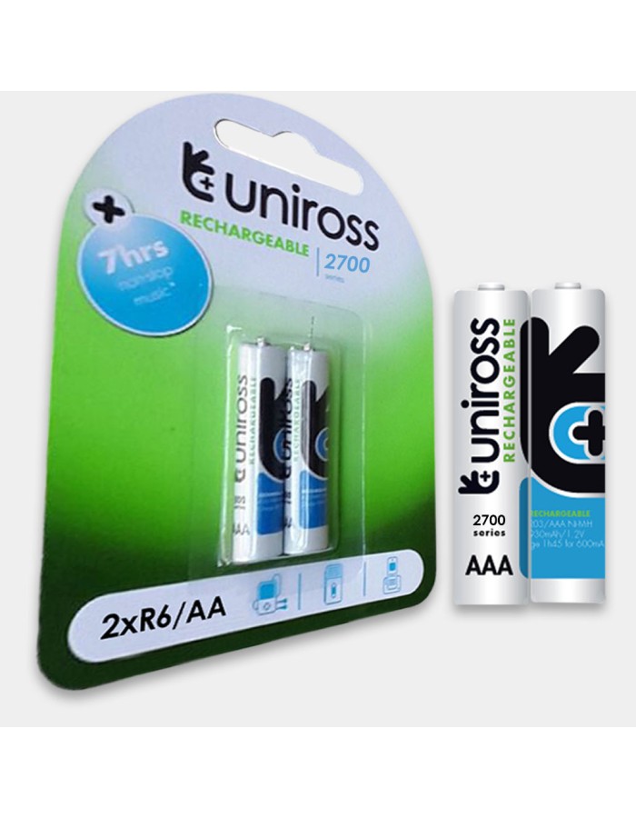 Uniross AA 2700 NiMH Rechargable Batteries 2 Pcs Uniross AA 2700 NiMH Rechargable Batteries 2 Pcs