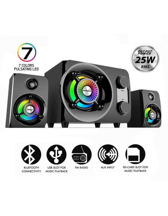 SonicGear Titan7 PRO 2.1 PC Speakers BT/USB/FM/LED 50W