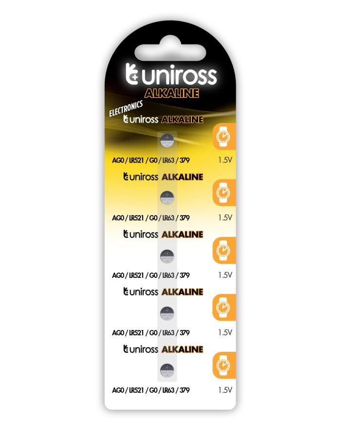 Uniross LR521 AG0 LR63 Alkaline Coin Battery (5pack) Uniross LR521 AG0 LR63 Alkaline Coin Battery (5pack)