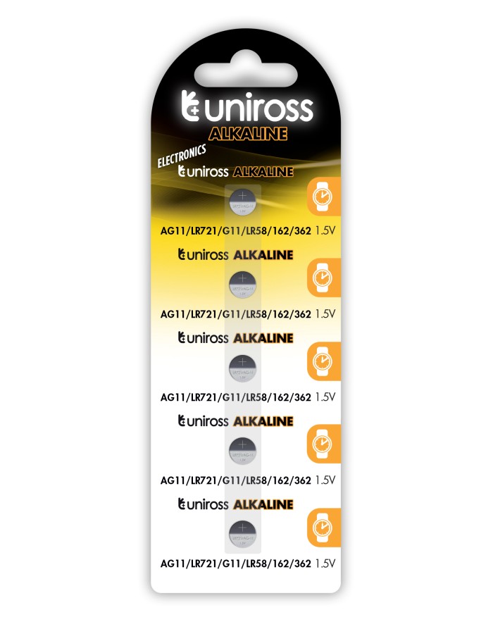 Uniross LR721 AG11 LR58 Alkaline Coin Battery (5pack) Uniross LR721 AG11 LR58 Alkaline Coin Battery (5pack)