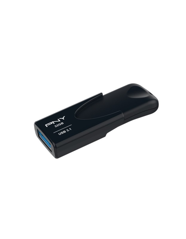 PNY Flash Drive Attache 4 USB 3.1 Stick 32GB Capless Slider Black FD32GATT431KK