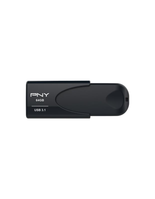 PNY Flash Drive Attache 4 USB 3.1 Stick 64GB Capless Slider Black FD64GATT431KK