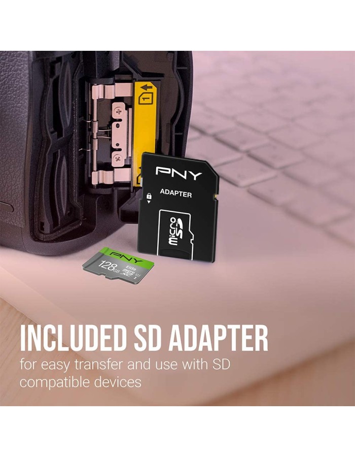 PNY Flash Memory MicroSD Card Elite with SD Adapter 64GB Class 10 UHS-I U1