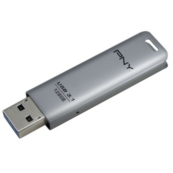 PNY Flash Drive Elite Steel USB 3.1 Stick 128GB Capless Slider Black FD128ESTEEL31G