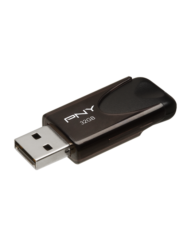 PNY Flash Drive Attache 4 USB 2.0 Stick 32GB Capless Slider Black FD32GATT4