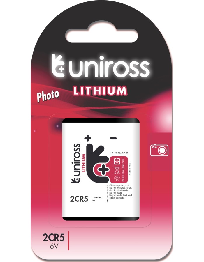 Uniross 2CR5 (DL245, EL2CR5) 6V Lithium Battery (single)