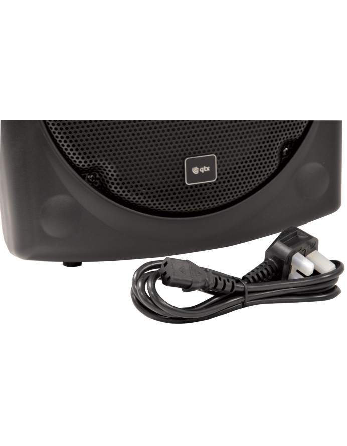 QTX QR12PA 12'' Professional Portable Karaoke & PA Speaker with 2x Wireless Microphones, Bluetooth USB & FM 178.847UK