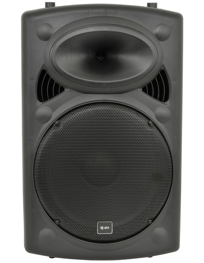 QTX QR15PA 15'' Professional Portable Karaoke & PA Speaker with 2x Wireless Microphones, Bluetooth USB & FM 178.848UK