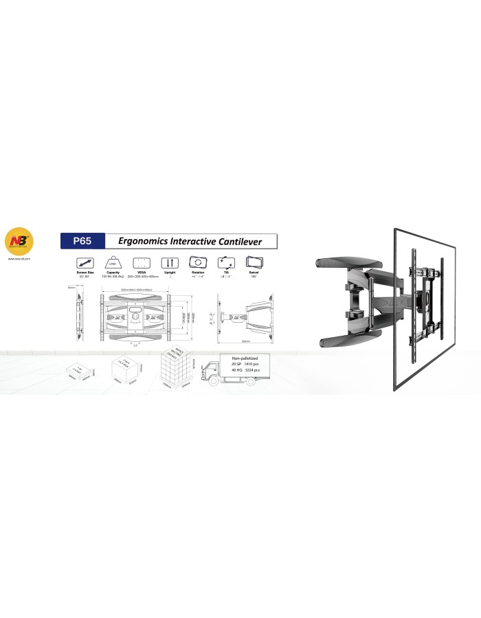 NBMounts P65 Quad Arm Mount 60x40 50-80'' NBMounts P65 Quad Arm Mount 60x40 50-80''