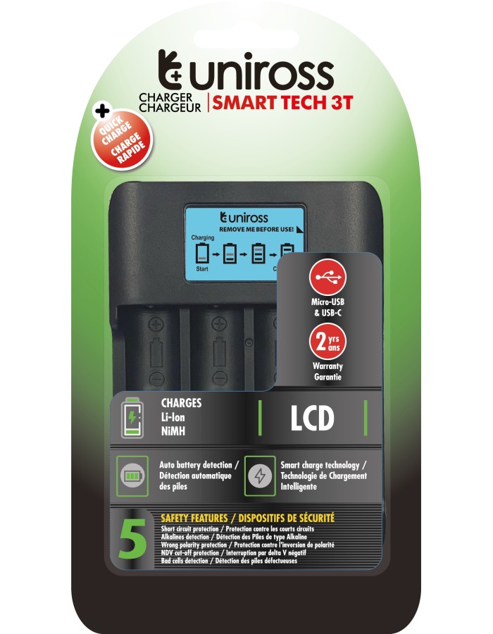 Uniross UCX007 Smart Tech Fast Charger for NiMH and Lithium Batteries