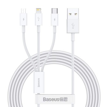 Baseus Cable Superior Series 3-in-1 1.5m White