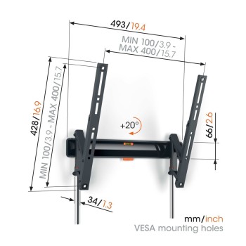 Vogels TVM3413 Tilt TV Wall Mount 32-65'' Black