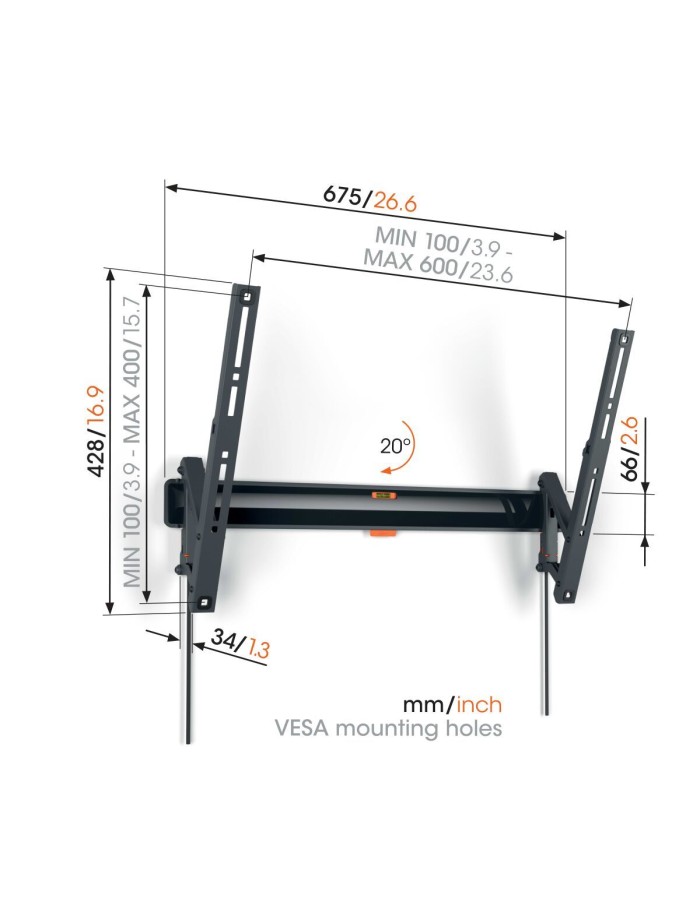 Vogels TVM3613 Tilt TV Wall Mount 40-77'' Black
