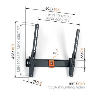 Vogels TVM1413 Tilt TV Wall Mount 32-65'' Black