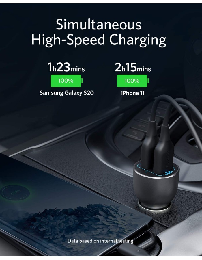 Anker PowerDrive III 2 Port 36W Alloy Car Charger Black Anker PowerDrive III 2 Port 36W Alloy Car Charger Black
