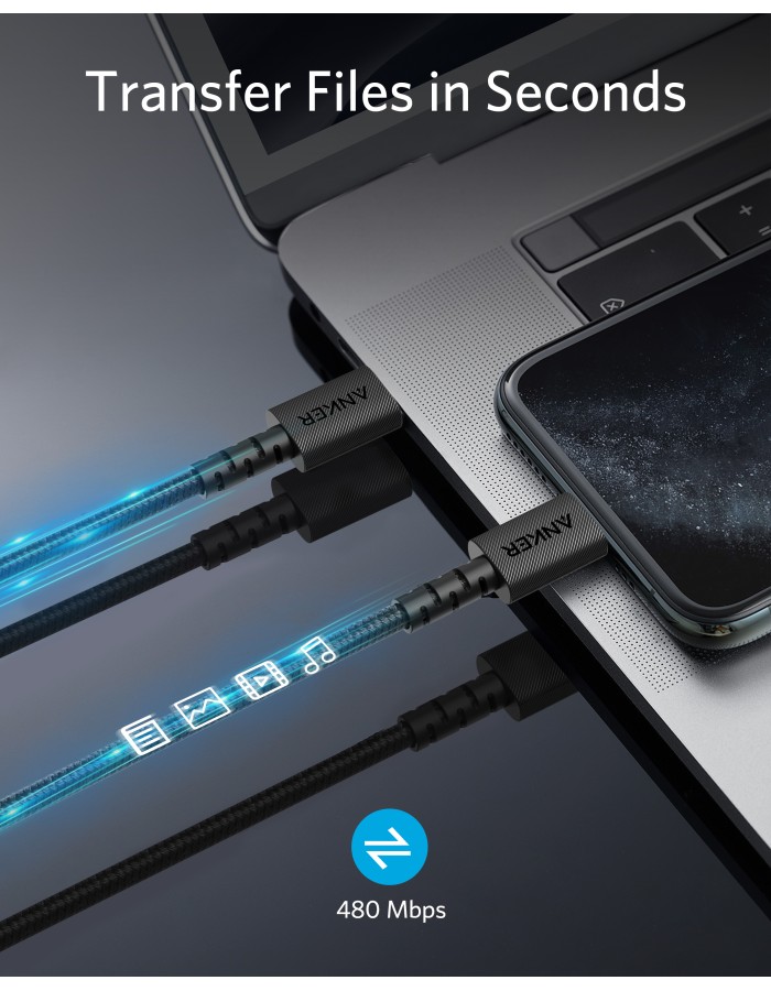 Anker PowerLine Select+ USB-C to MFI Lightning 1.8m Black