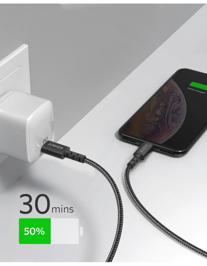 Anker PowerLine Select+ USB-C to MFI Lightning 1.8m Black