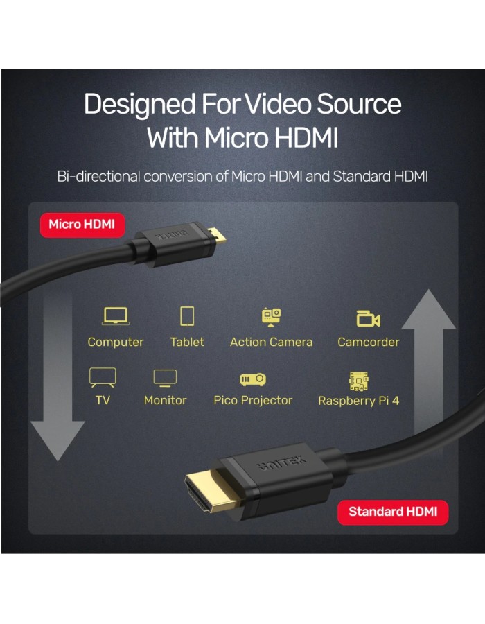 Unitek HC Micro HDMI to HDMI Cable 2.0m Y-C182 Unitek HC Micro HDMI to HDMI Cable 2.0m Y-C182