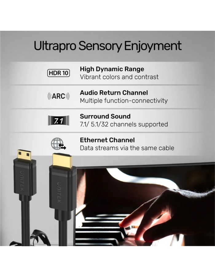 Unitek HC Micro HDMI to HDMI Cable 2.0m Y-C182 Unitek HC Micro HDMI to HDMI Cable 2.0m Y-C182