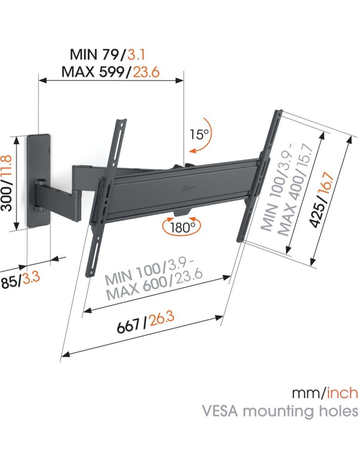 Vogels TVM1643 Turn TV Wall Mount 40-77'' Black Vogels TVM1643 Turn TV Wall Mount 40-77'' Black