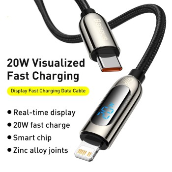 Baseus Cable Lightning to USB-C Display 20W 1m Black Baseus Cable Lightning to USB-C Display 20W 1m Black