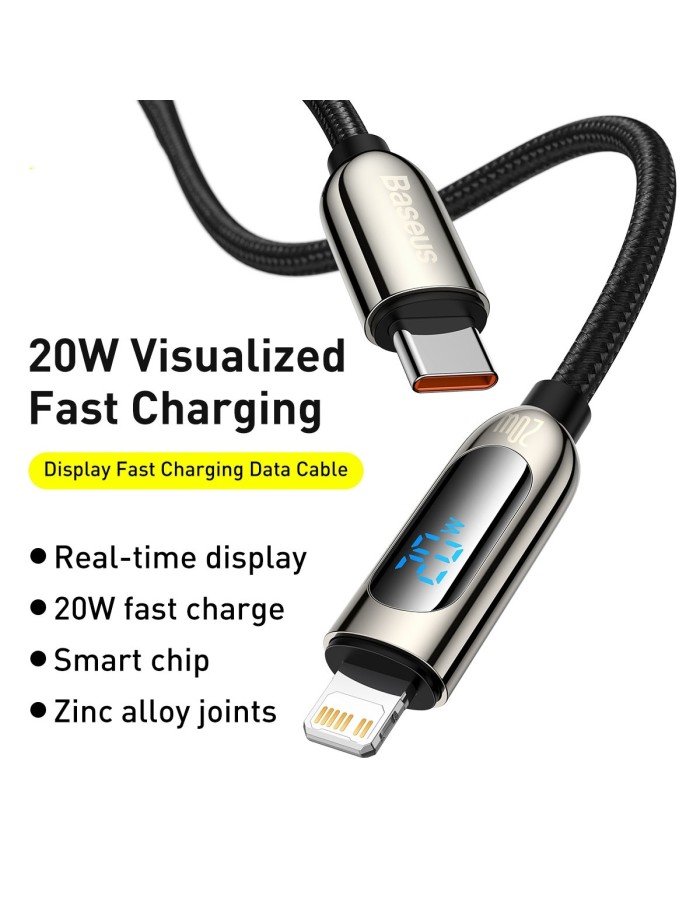 Baseus Cable Lightning to USB-C Display 20W 1m Black Baseus Cable Lightning to USB-C Display 20W 1m Black