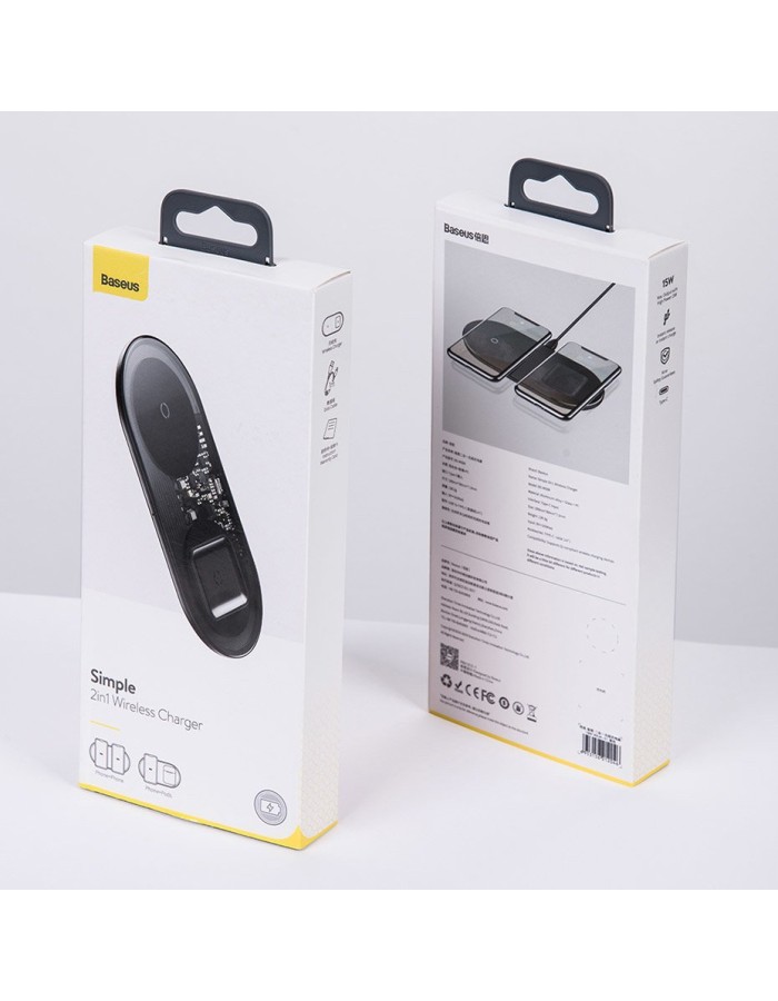 Baseus Simple 2in1 QI Wireless Charger Turbo Edition 24W Black