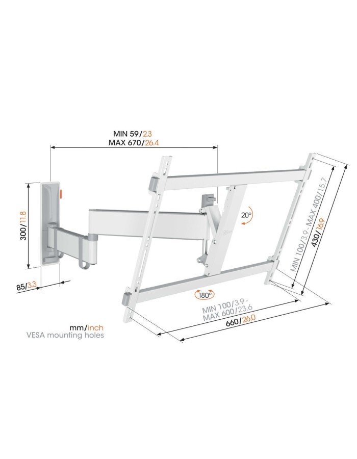 Vogels COMFORT TVM3643 TV Wall Mount 60x40 Turn2A White