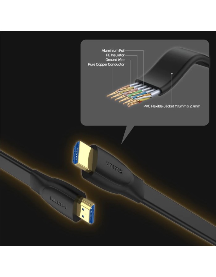 Unitek HDMI to HDMI 2.0 Flat Cable 5.0m C11063BK-5M