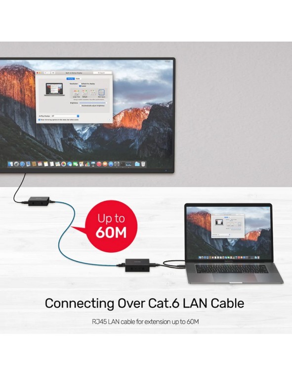 Unitek HDMI Extender Over Ethernet 60m 4K V100A