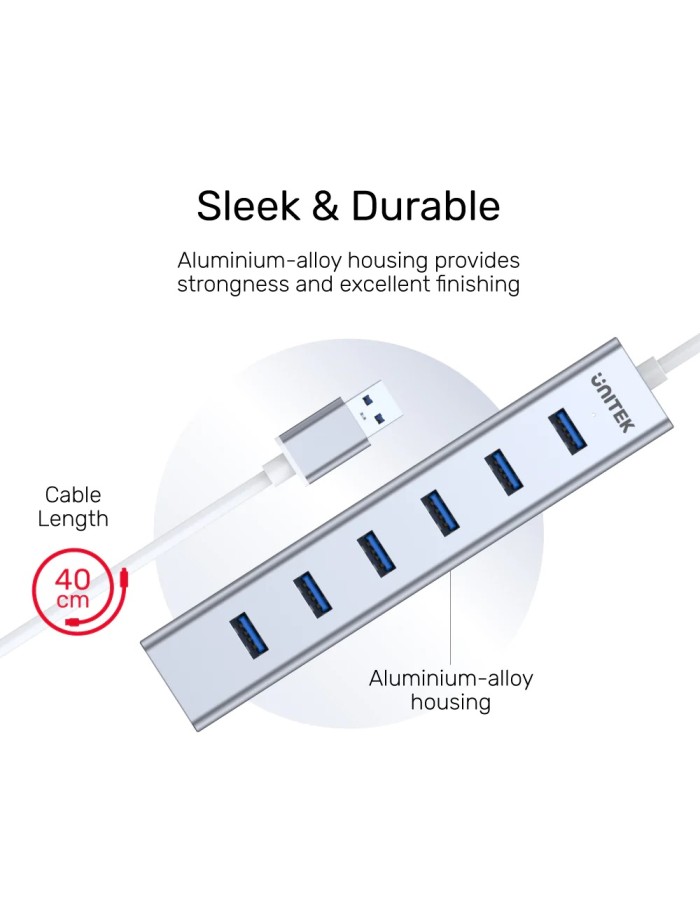 Unitek USB-A Hub 7-Port USB3.0 Supports 5V2A Power Adaptor Y-3090