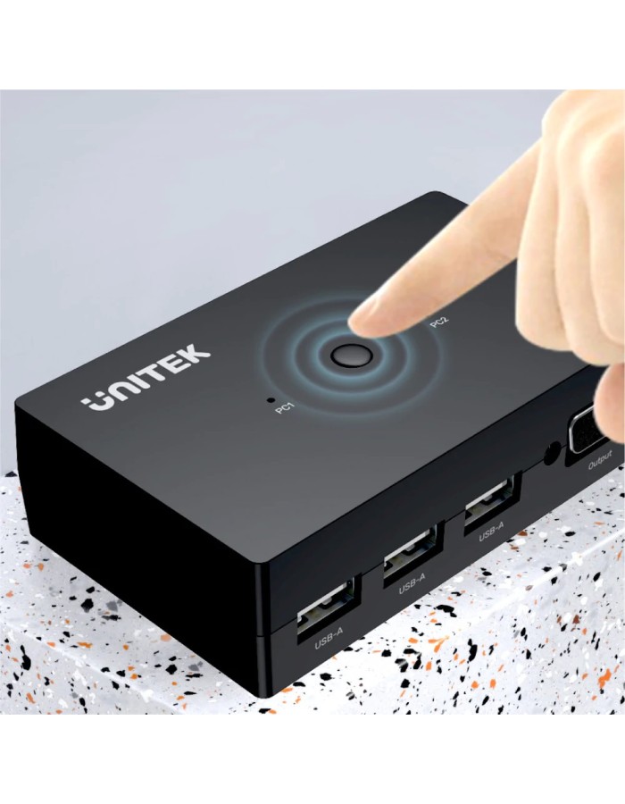 Unitek VGA KVM Switch 2In1Out with 3-Port USB2.0 Hub U-8709ABK Unitek VGA KVM Switch 2In1Out with 3-Port USB2.0 Hub U-8709ABK