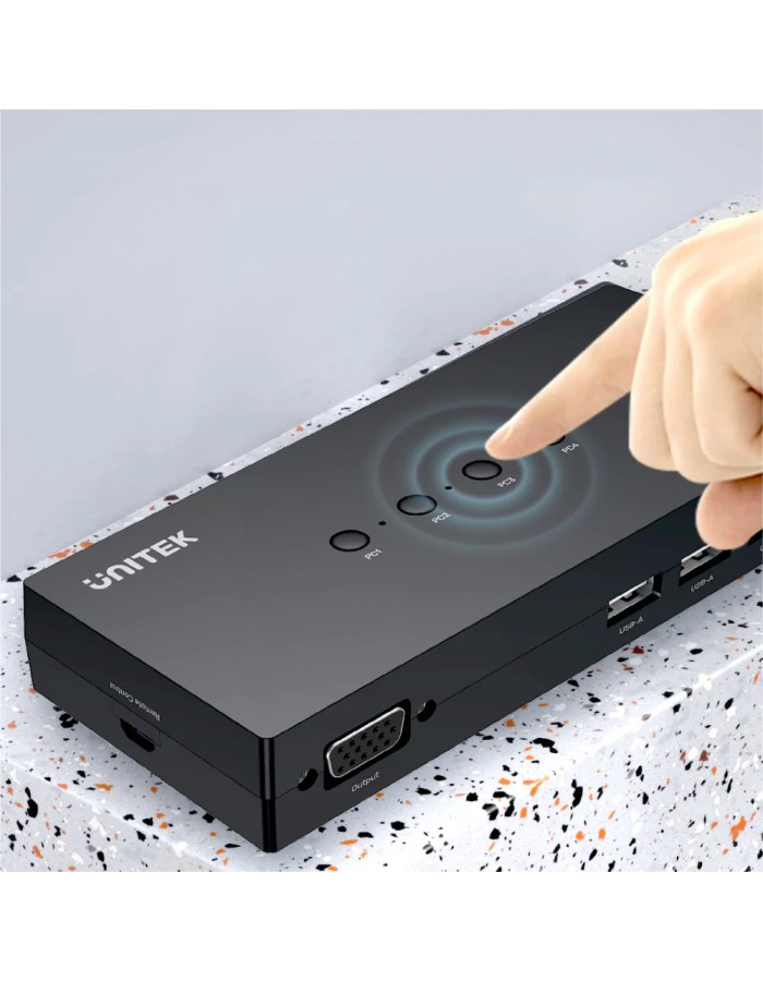 Unitek VGA KVM Switch 4In1Out w/3-Port USB2.0 Hub U-8710ABK Unitek VGA KVM Switch 4In1Out w/3-Port USB2.0 Hub U-8710ABK