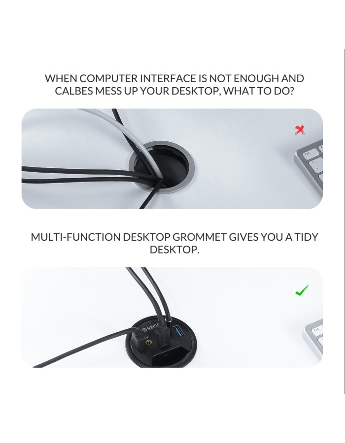 Orico USB-A Hub 4Port USB3.0 Desktop Mount DESK-4U