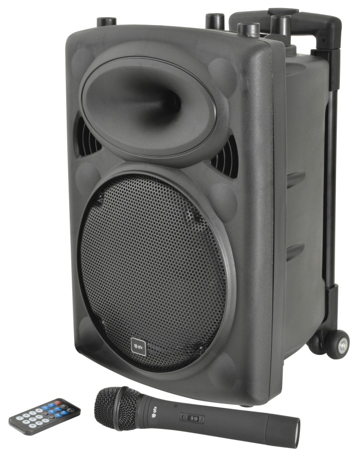 QTX QR10PA 10'' Professional Portable Karaoke & PA Speaker with 1x Wireless Microphone, Bluetooth USB & FM 178.839UK QTX QR10PA 10'' Professional Portable Karaoke & PA Speaker with 1x Wireless Microphone, Bluetooth USB & FM 178.839UK