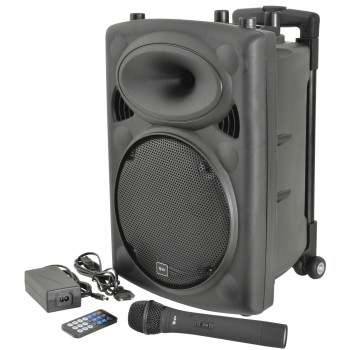 QTX QR10PA 10'' Professional Portable Karaoke & PA Speaker with 1x Wireless Microphone, Bluetooth USB & FM 178.839UK