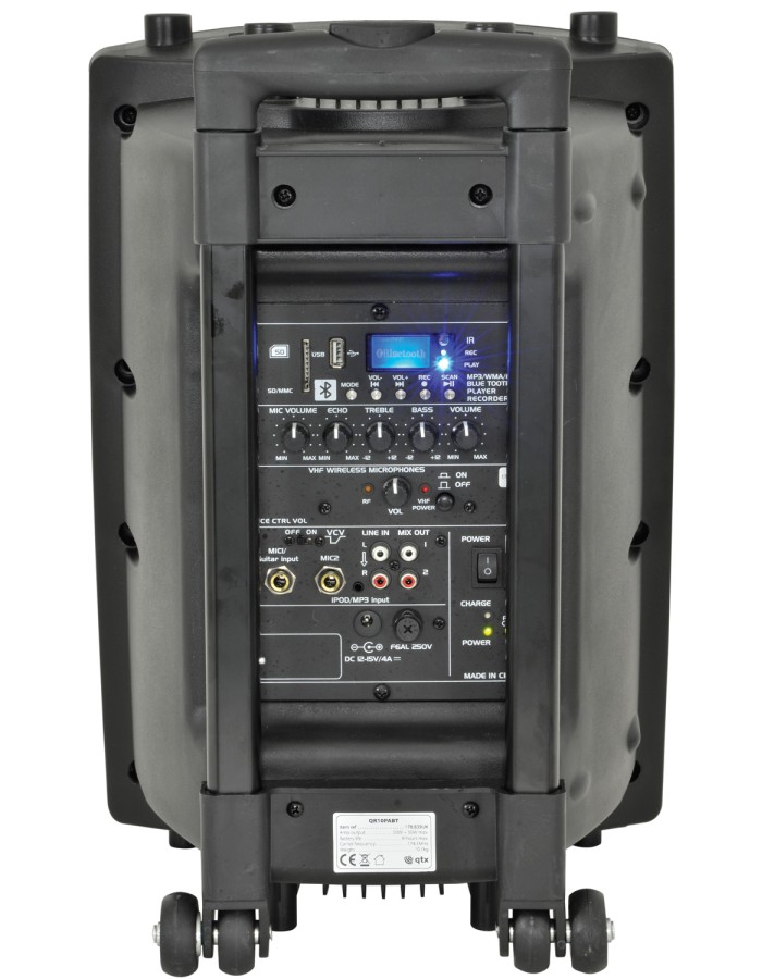 QTX QR10PA 10'' Professional Portable Karaoke & PA Speaker with 1x Wireless Microphone, Bluetooth USB & FM 178.839UK QTX QR10PA 10'' Professional Portable Karaoke & PA Speaker with 1x Wireless Microphone, Bluetooth USB & FM 178.839UK