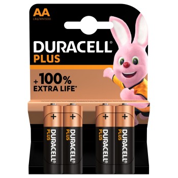 Duracell Alkaline AA Plus Batteries 4pcs