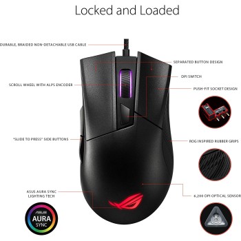 ASUS Gaming Mouse Wired RGB ROG Gladius II CORE