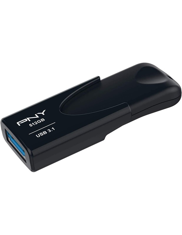 PNY Flash Drive Attache 4 USB 3.1 Stick 512GB Capless Slider Black FD512ATT431KK