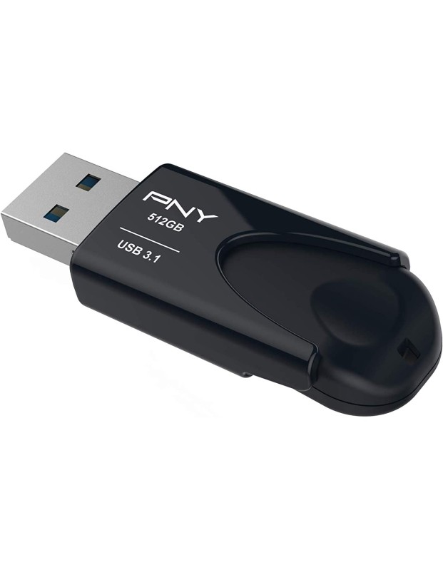 PNY Flash Drive Attache 4 USB 3.1 Stick 512GB Capless Slider Black FD512ATT431KK