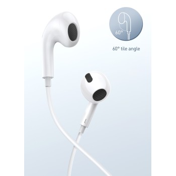 Baseus Headphones In Ear Wired 3.5mm H17 White Baseus Headphones In Ear Wired 3.5mm H17 White