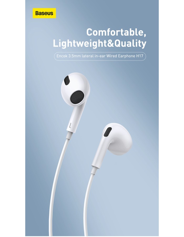 Baseus Headphones In Ear Wired 3.5mm H17 White