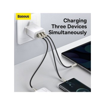 Baseus Charger Wall 30W USB-C/2xUSB-A UK White Baseus Charger Wall 30W USB-C/2xUSB-A UK White