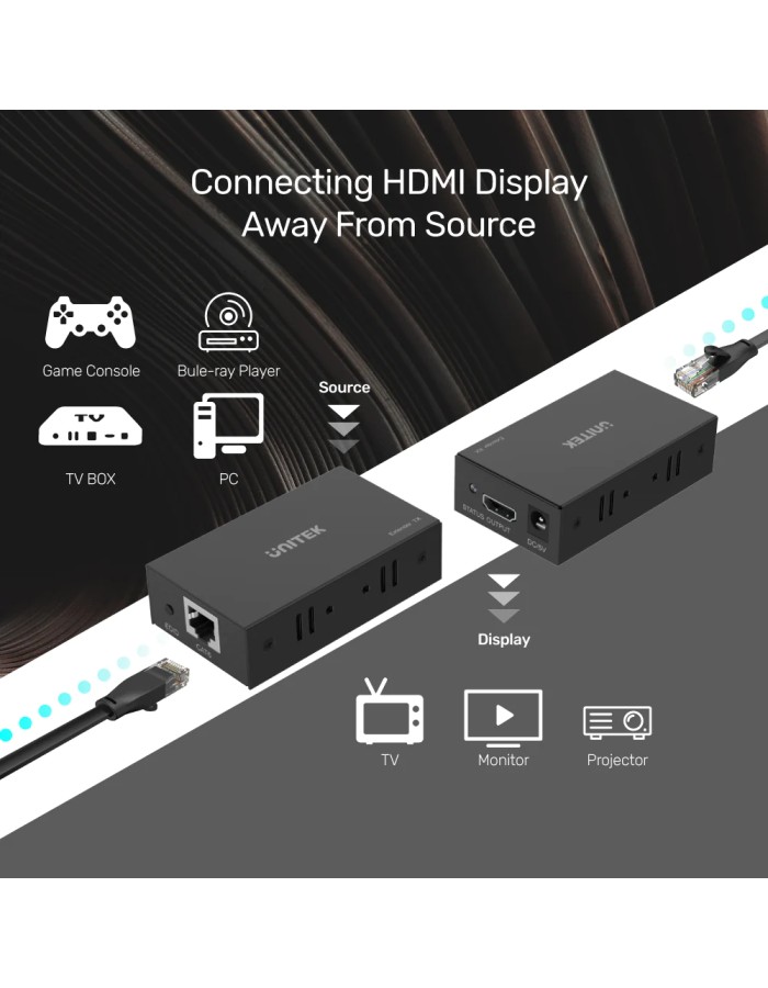 Unitek HDMI Extender Over Ethernet 150m 1080p V101A