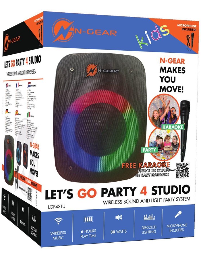 N-Gear LGP4 Kids Portable Karaoke Speaker with BT & USB including 1x Wired Microphone
