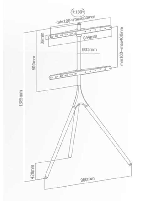 Superior TV Floor Stand 60x40 Triwood SUPSTV012