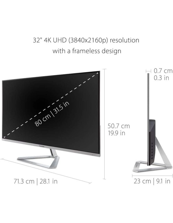 Viewsonic Monitor VX 32'' 4K UHD HDR10 IPS Frameless Stylish Design Speakers Dual HDMI/DP VX3276-4K-mhd Viewsonic Monitor VX 32'' 4K UHD HDR10 IPS Frameless Stylish Design Speakers Dual HDMI/DP VX3276-4K-mhd